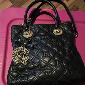 Black Metro City Quilted Tote Bag